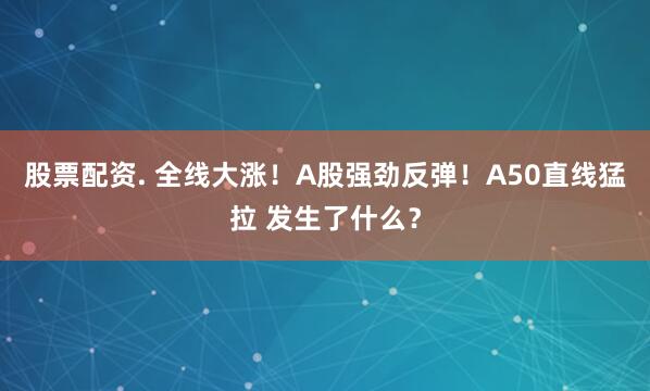 股票配资. 全线大涨！A股强劲反弹！A50直线猛拉 发生了什么？