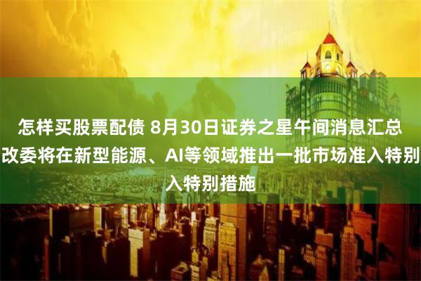 怎样买股票配债 8月30日证券之星午间消息汇总：发改委将在新型能源、AI等领域推出一批市场准入特别措施