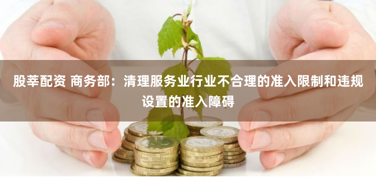 股莘配资 商务部：清理服务业行业不合理的准入限制和违规设置的准入障碍